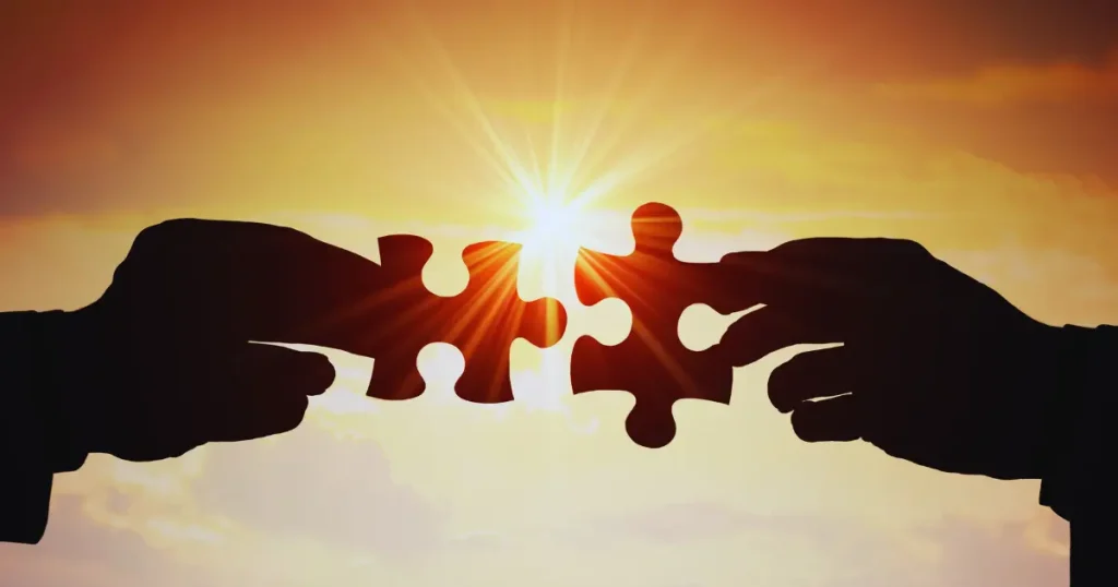 A puzzle being pieced together. Symbolism for EcoServants developing partnerships.